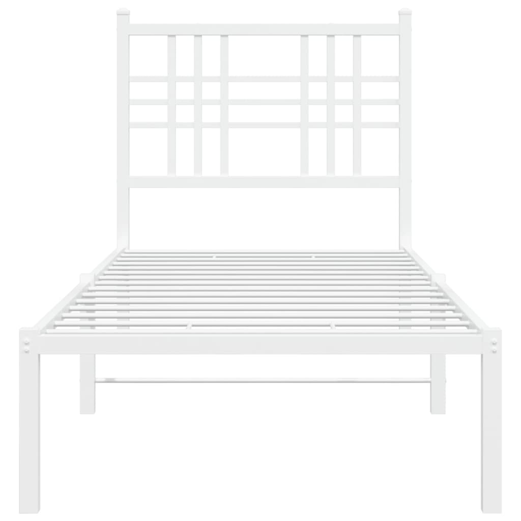 Sengeramme i metall med hodegavl hvit 80x200 cm