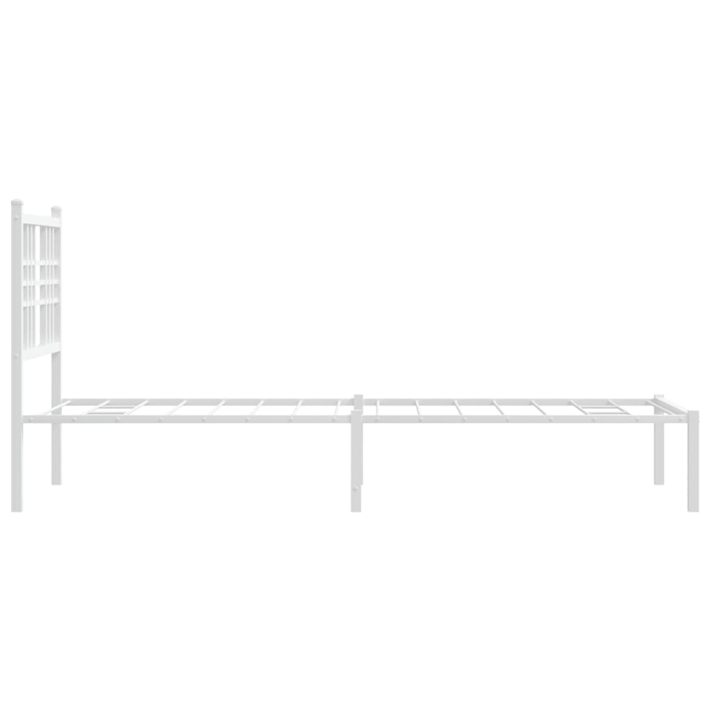 Sengeramme i metall med hodegavl hvit 80x200 cm