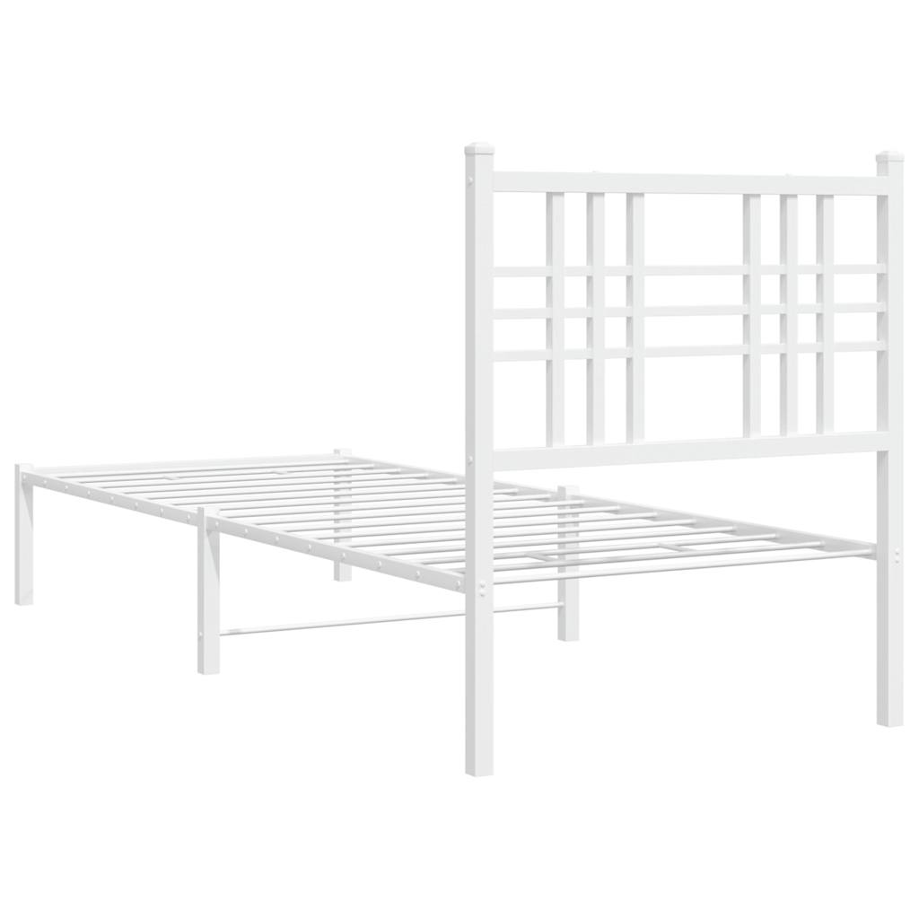 Sengeramme i metall med hodegavl hvit 80x200 cm