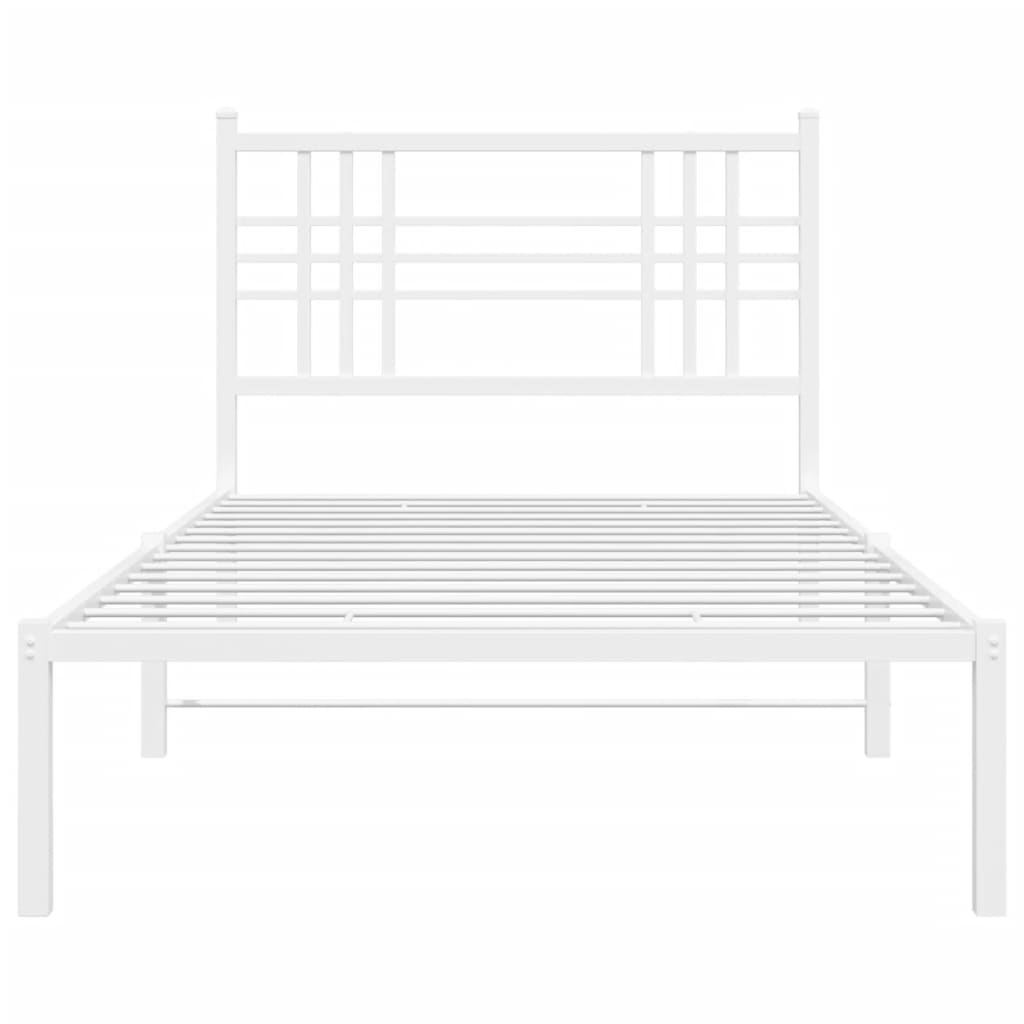 Sengeramme i metall med hodegavl hvit 90x190 cm
