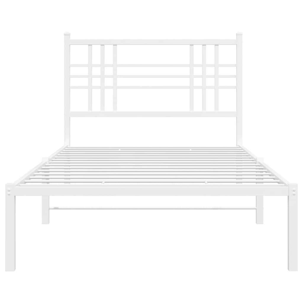 Sengeramme i metall med hodegavl hvit 90x200 cm