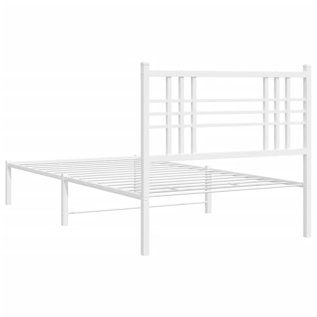 Sengeramme i metall med hodegavl hvit 90x200 cm
