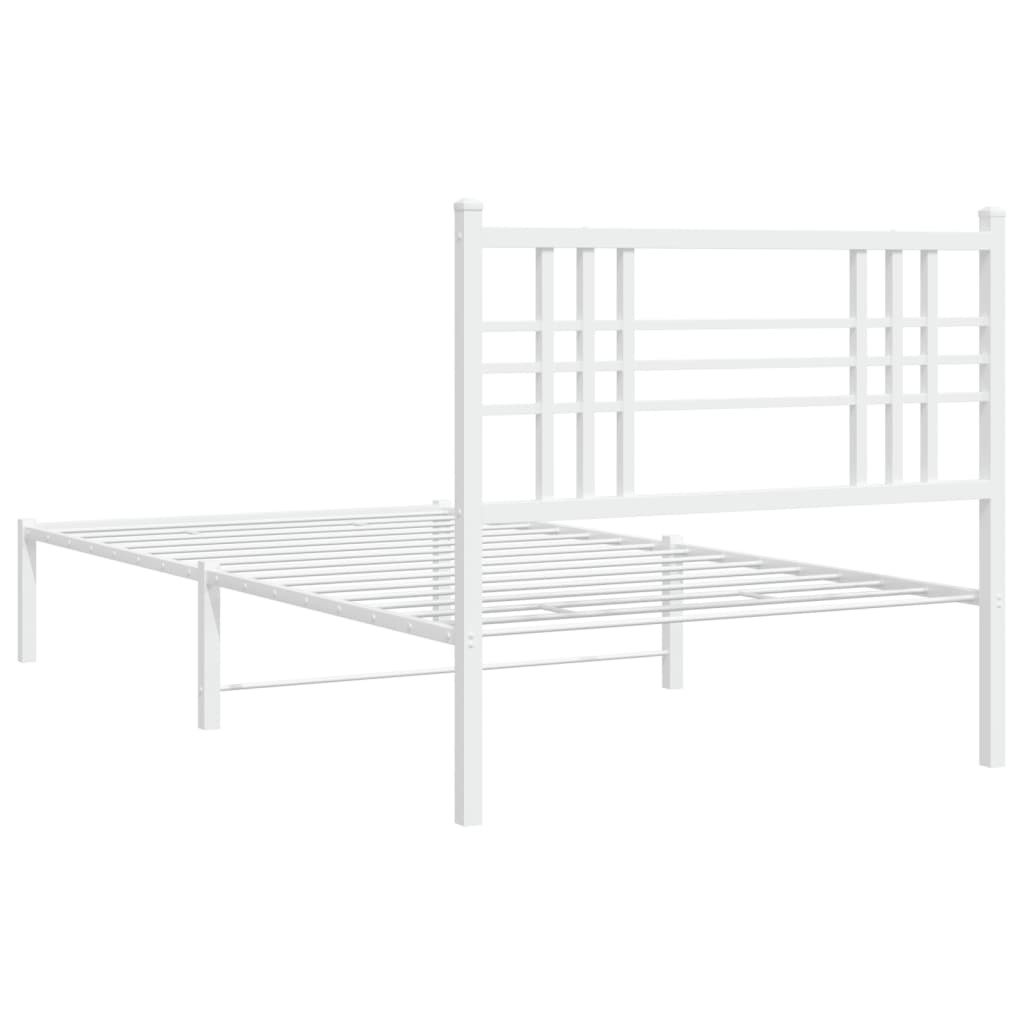Sengeramme i metall med hodegavl hvit 100x190 cm