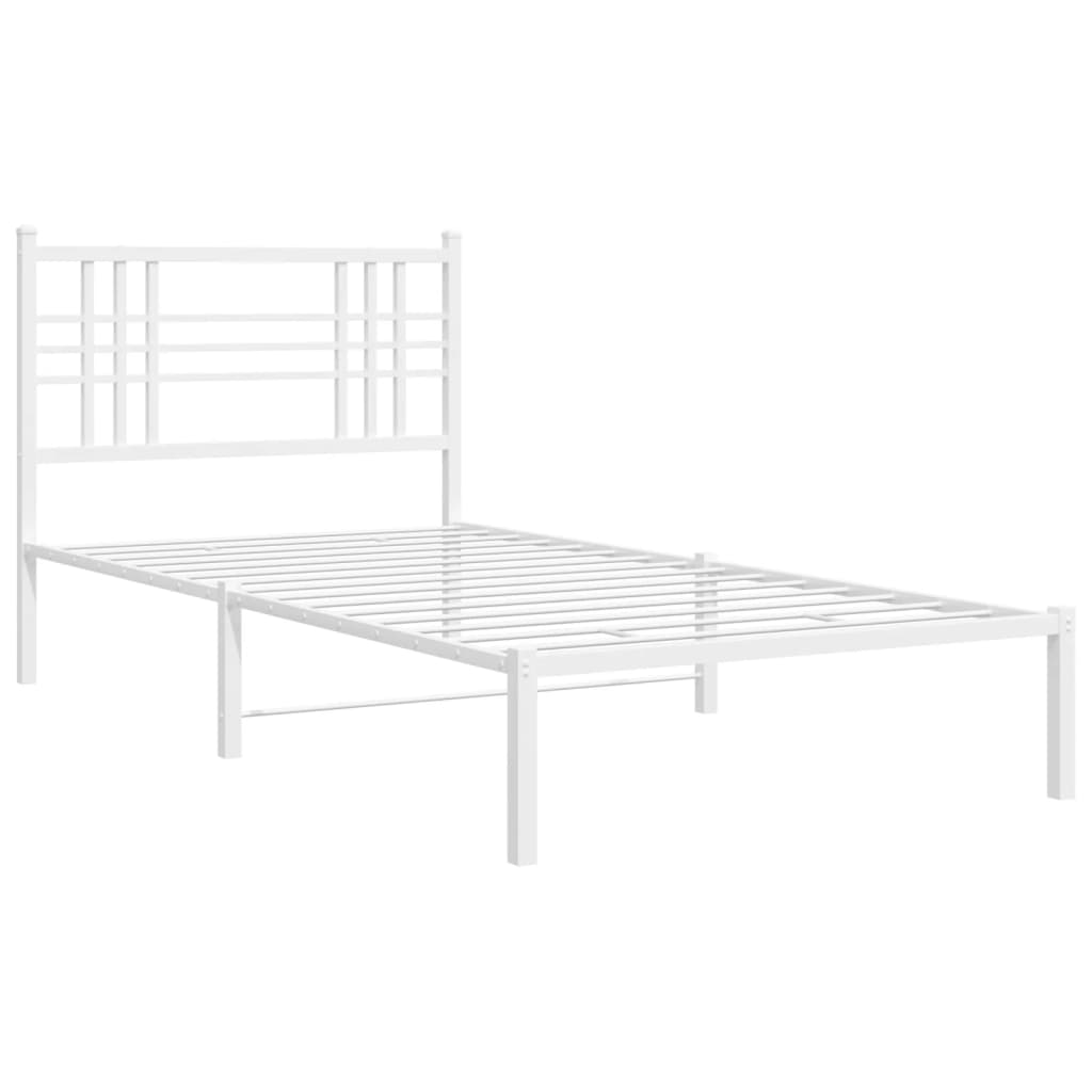 Sengeramme i metall med hodegavl hvit 107x203 cm