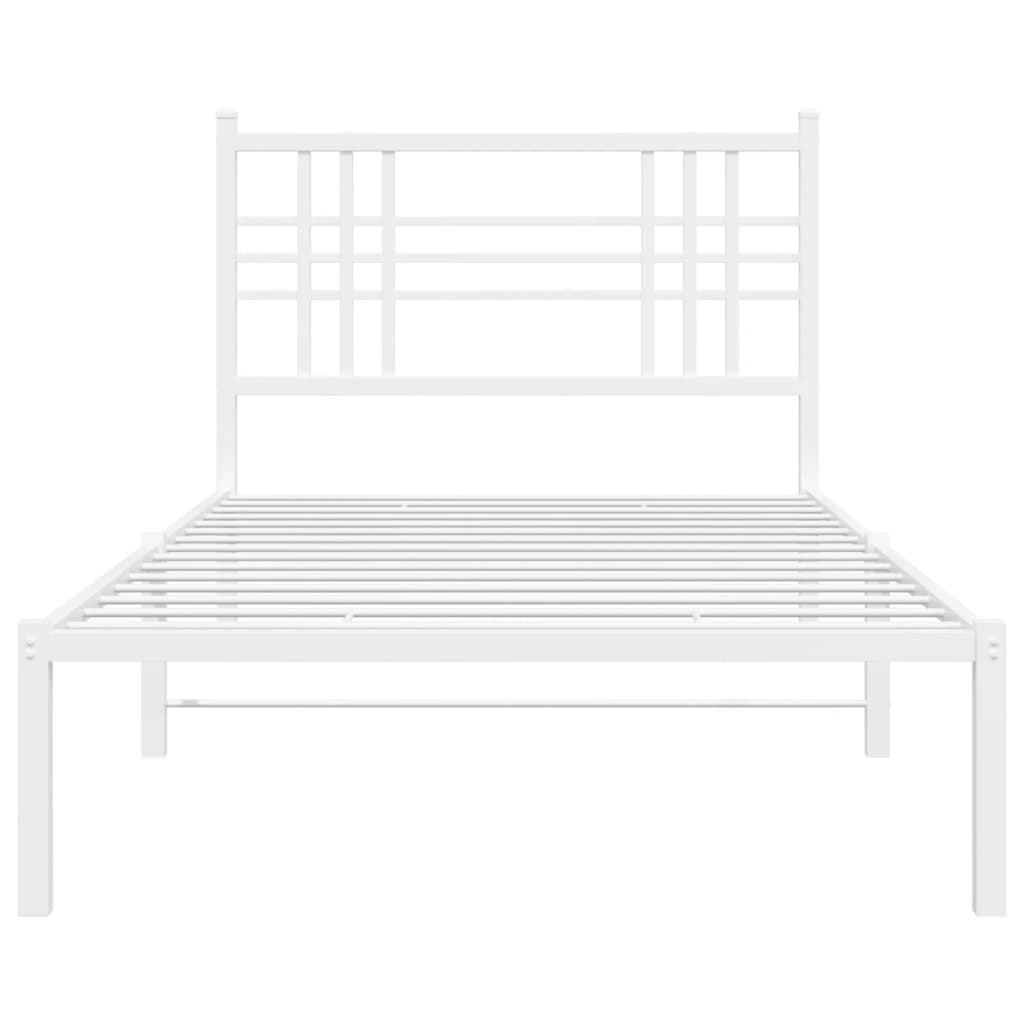Sengeramme i metall med hodegavl hvit 107x203 cm