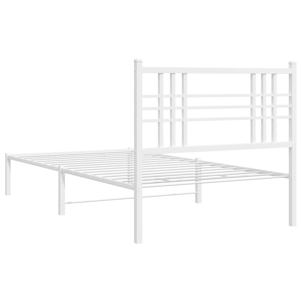 Sengeramme i metall med hodegavl hvit 107x203 cm