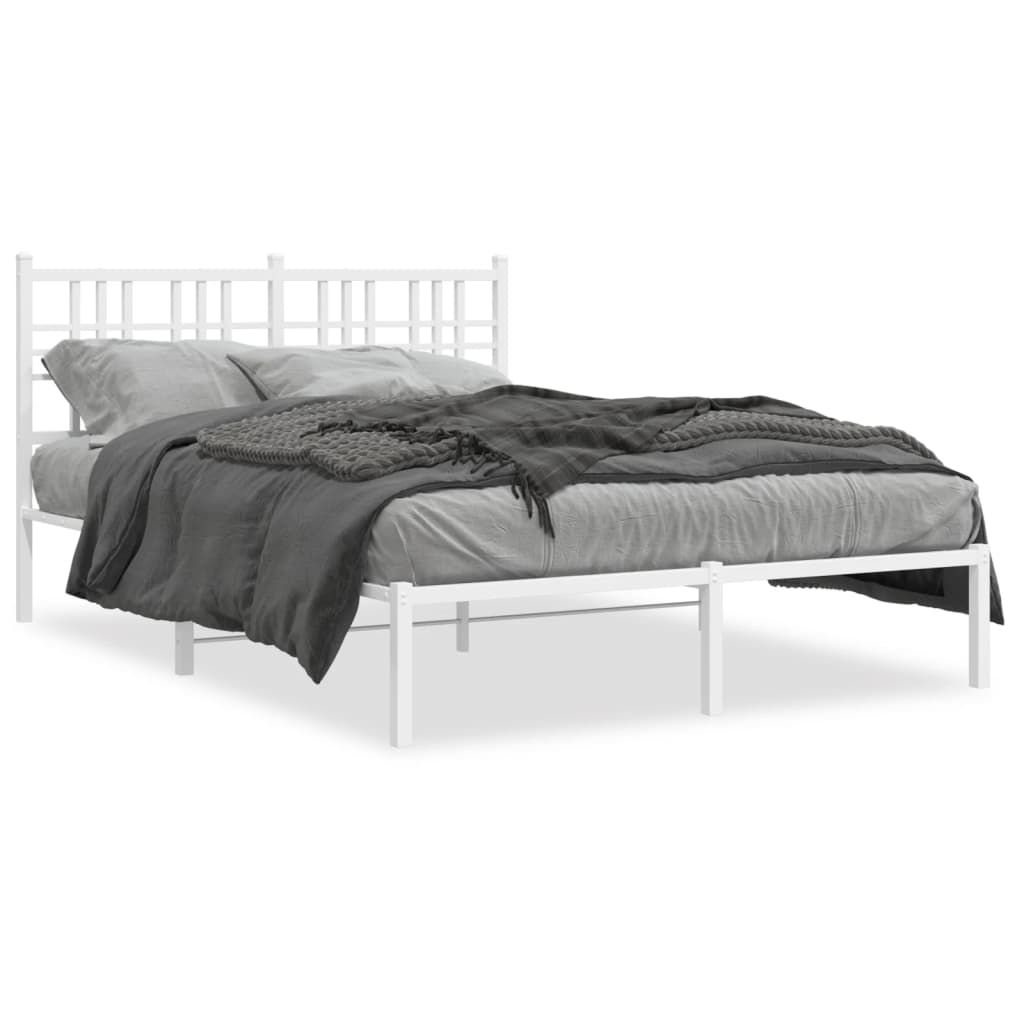 Sengeramme i metall med hodegavl hvit 120x190 cm