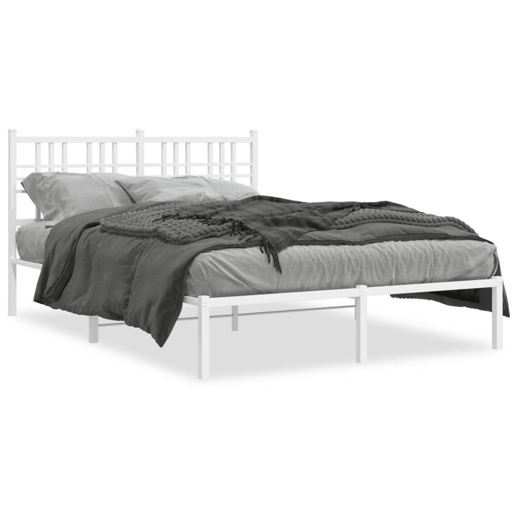 Sengeramme i metall med hodegavl hvit 135x190 cm