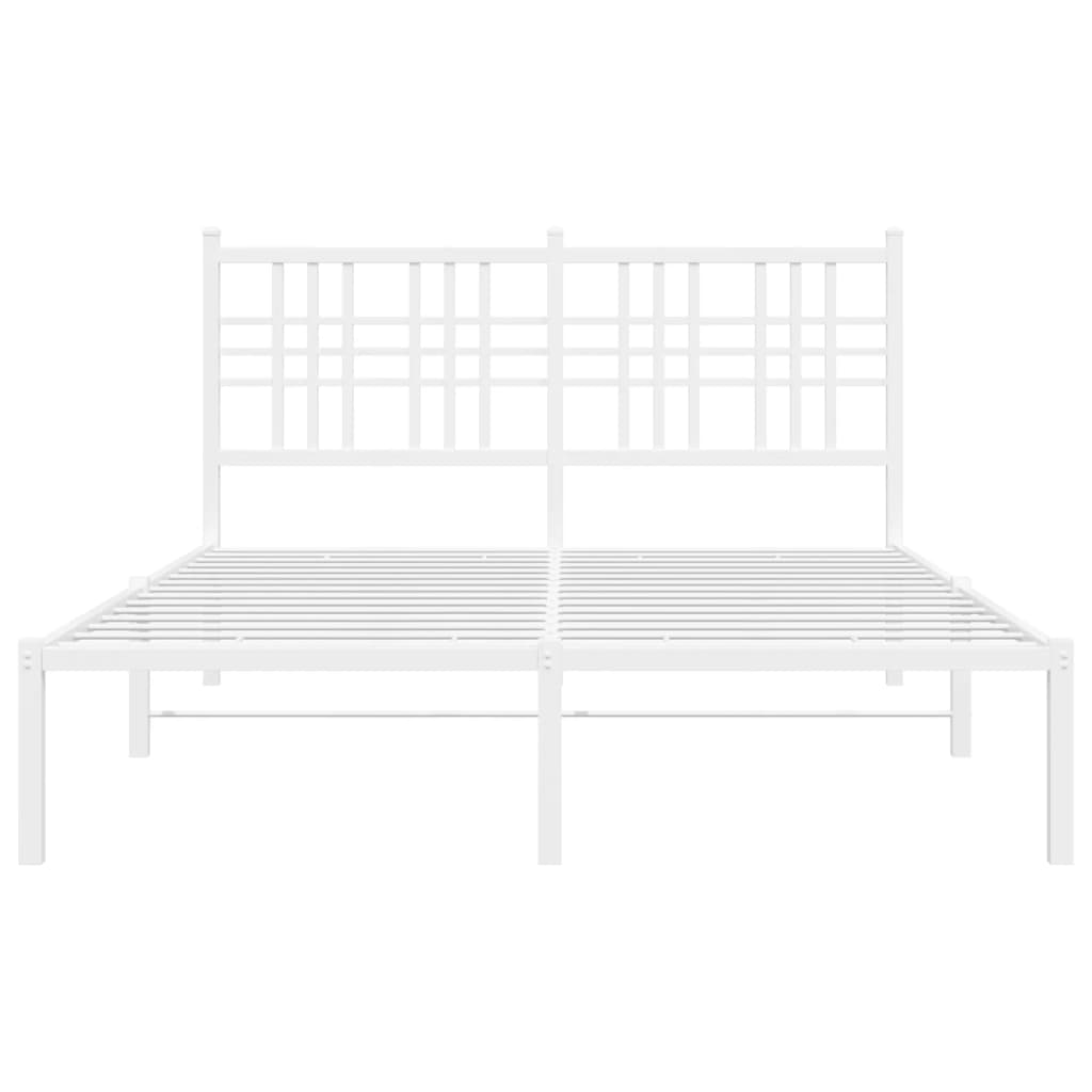 Sengeramme i metall med hodegavl hvit 135x190 cm