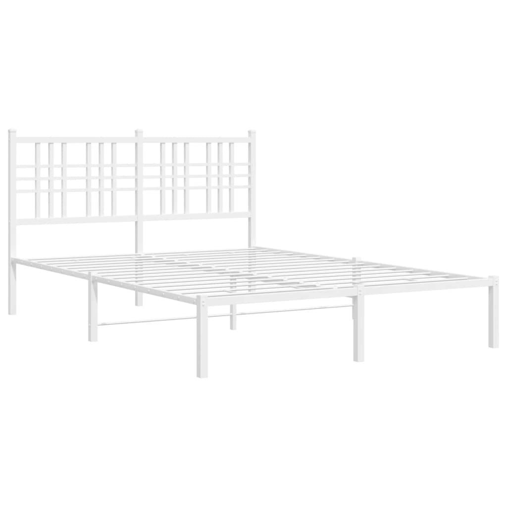 Sengeramme i metall med hodegavl hvit 140x190 cm