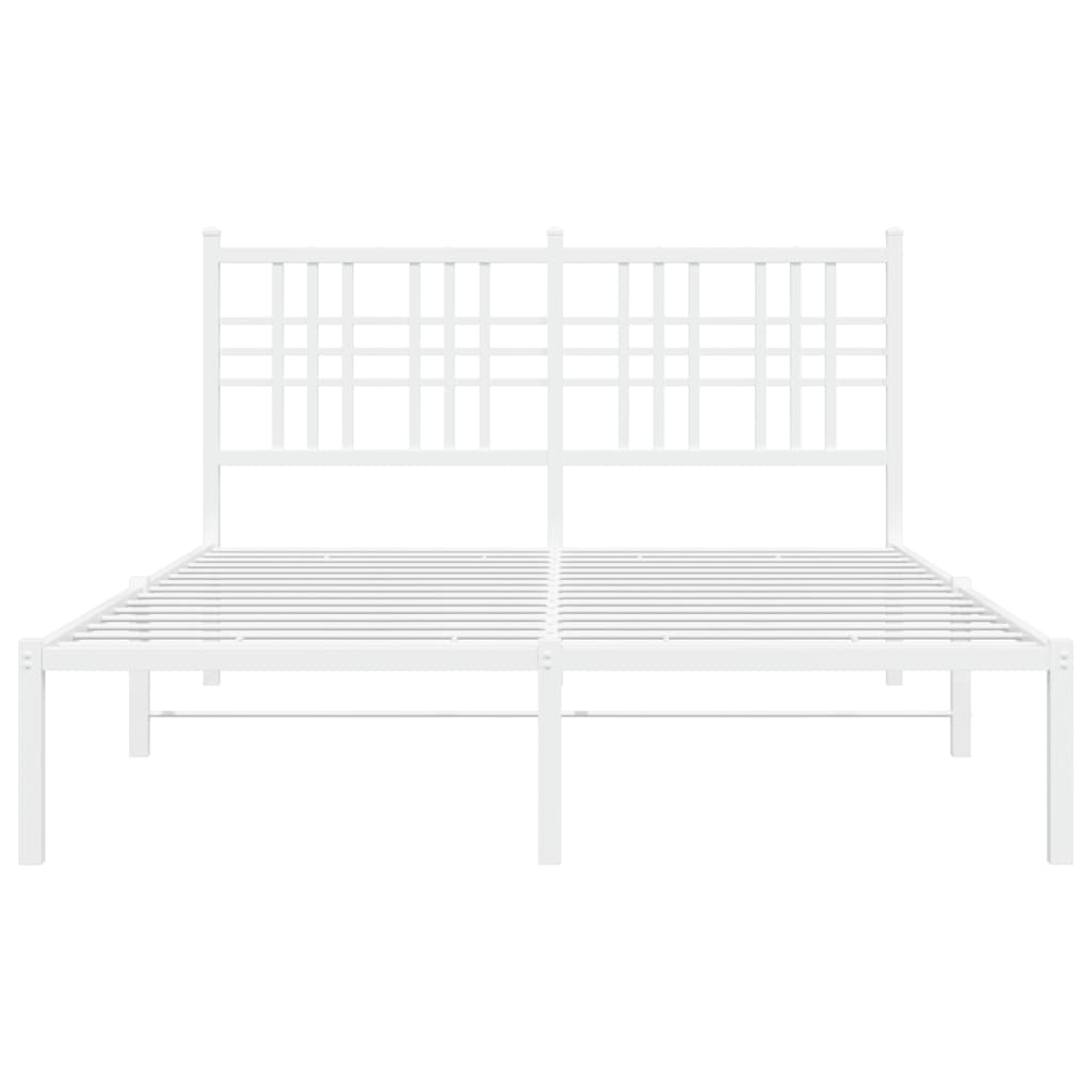 Sengeramme i metall med hodegavl hvit 140x190 cm