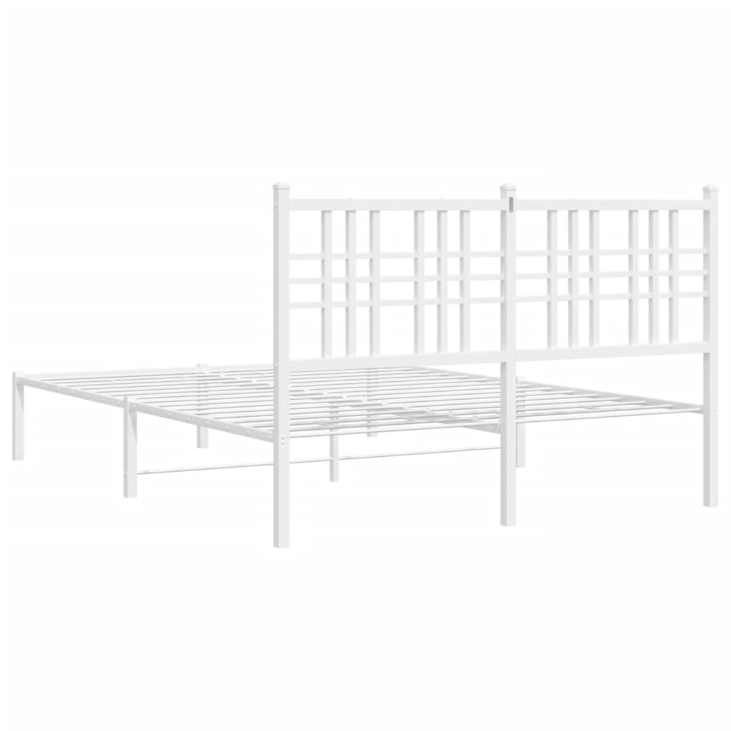 Sengeramme i metall med hodegavl hvit 140x190 cm