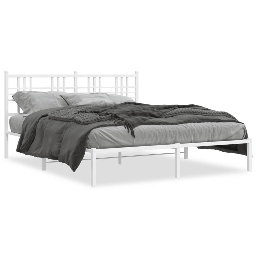 Sengeramme i metall med sengegavl hvit 160x200 cm