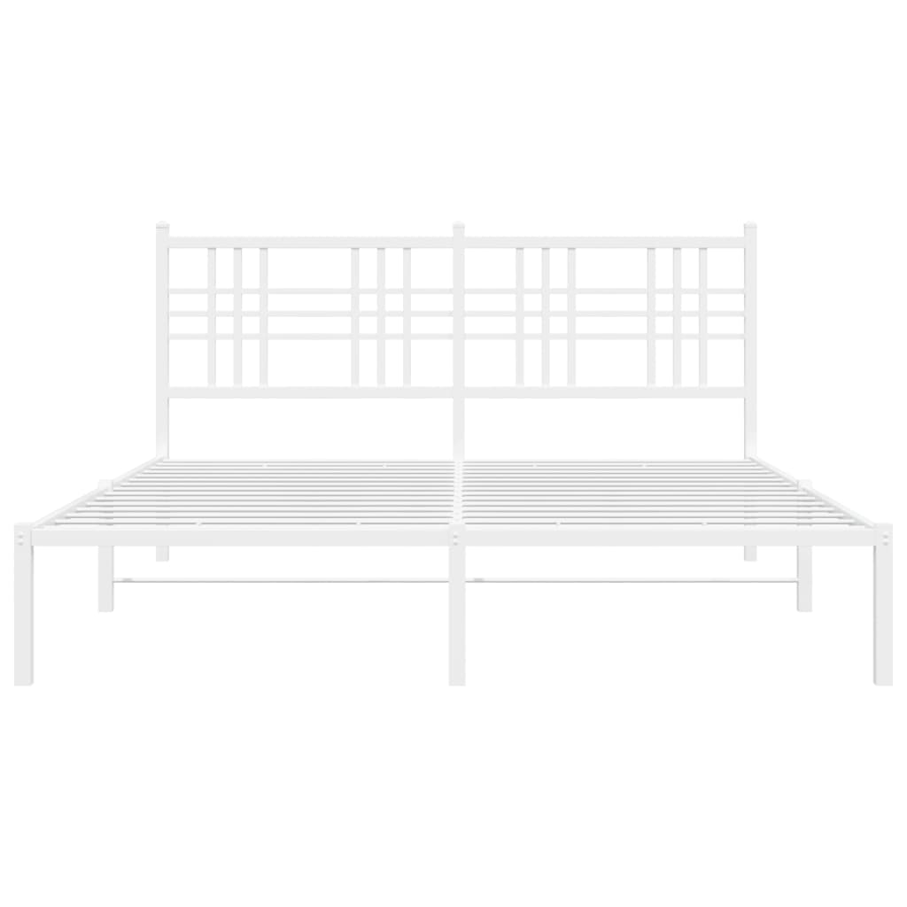 Sengeramme i metall med sengegavl hvit 160x200 cm