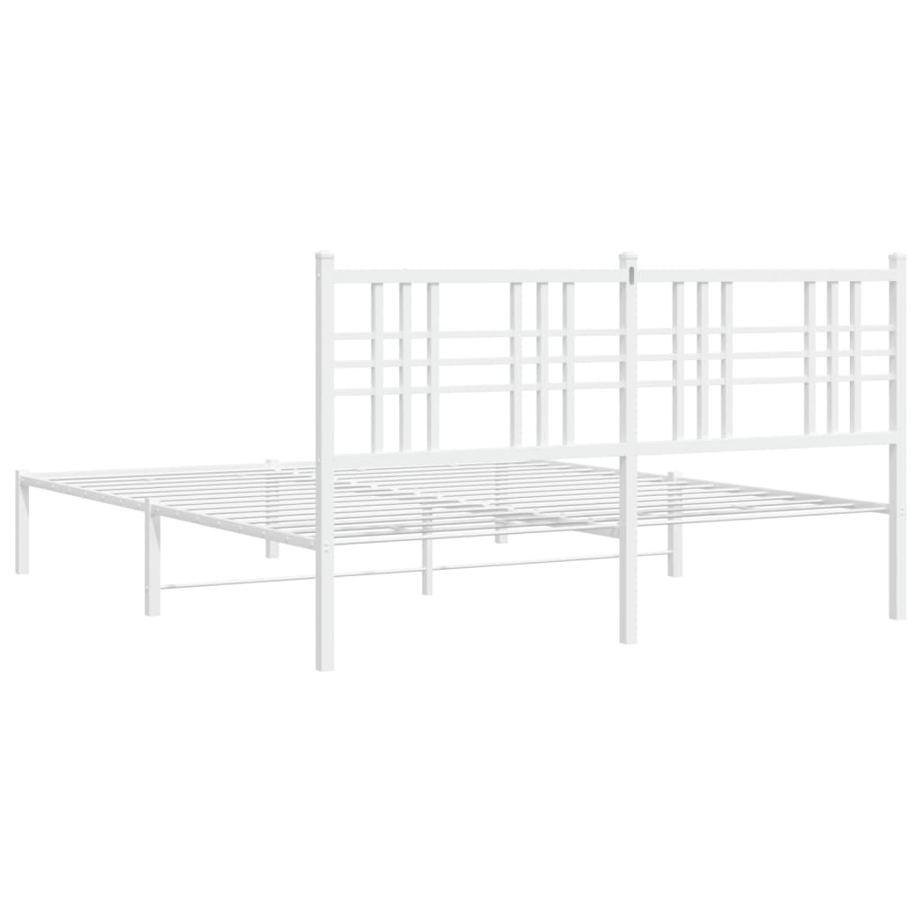 Sengeramme i metall med sengegavl hvit 160x200 cm