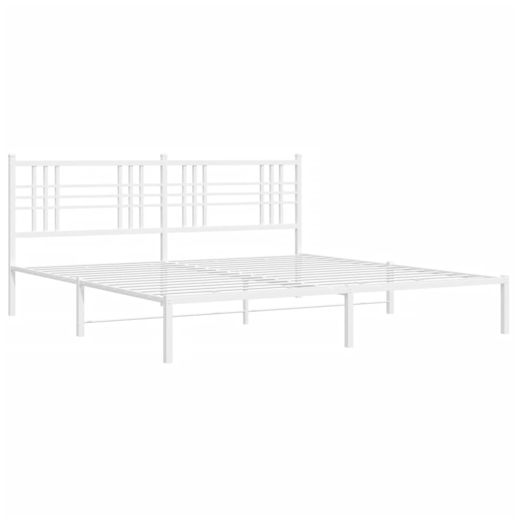 Sengeramme i metall med hodegavl hvit 183x213 cm