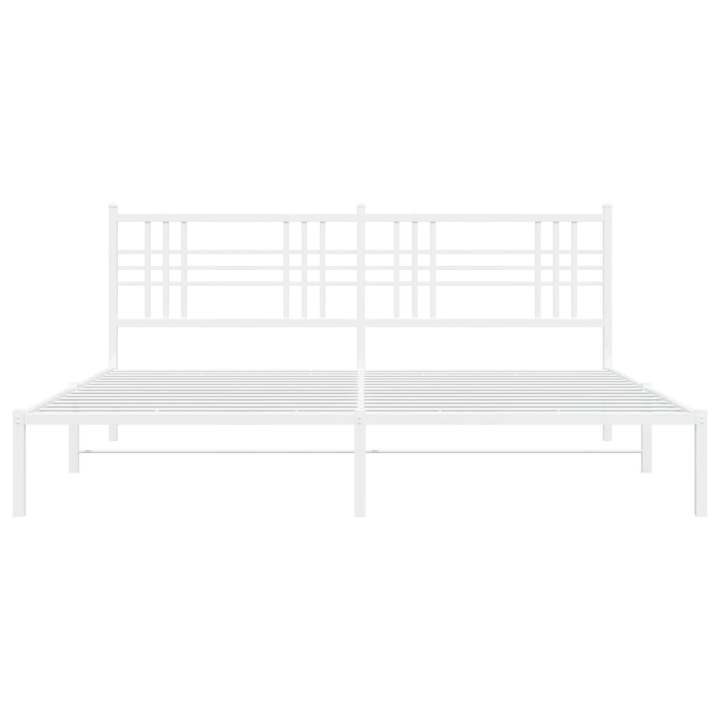 Sengeramme i metall med hodegavl hvit 183x213 cm