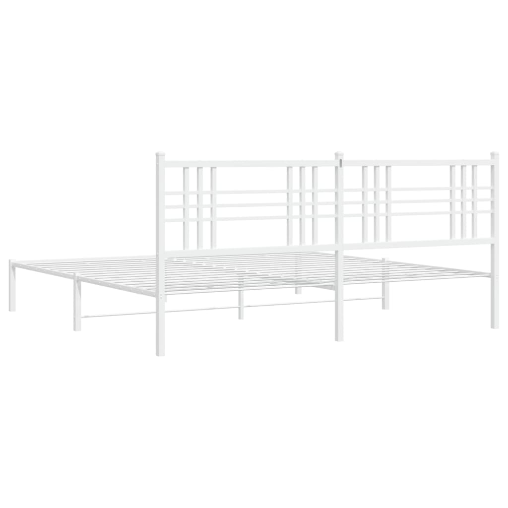 Sengeramme i metall med hodegavl hvit 183x213 cm