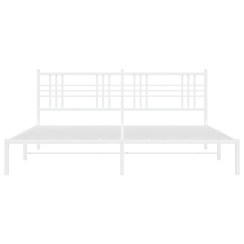 Sengeramme i metall med sengegavl hvit 200x200 cm