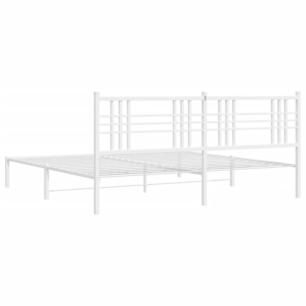 Sengeramme i metall med sengegavl hvit 200x200 cm