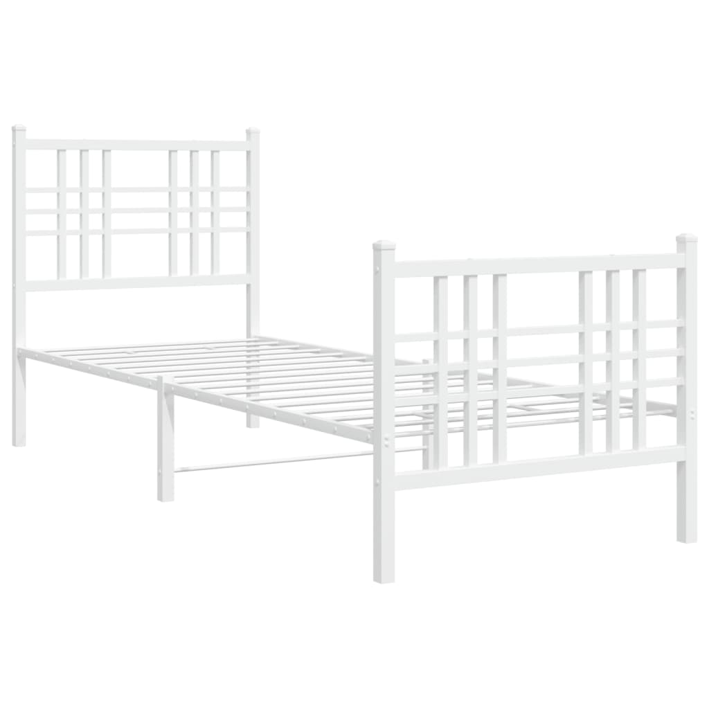 Sengeramme i metall med hode- og fotgavl hvit 75x190 cm