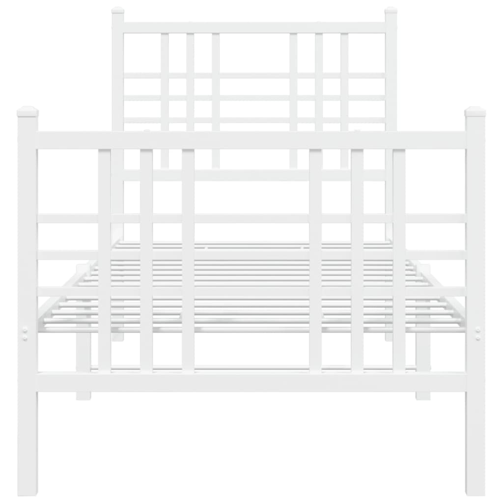 Sengeramme i metall med hode- og fotgavl hvit 75x190 cm