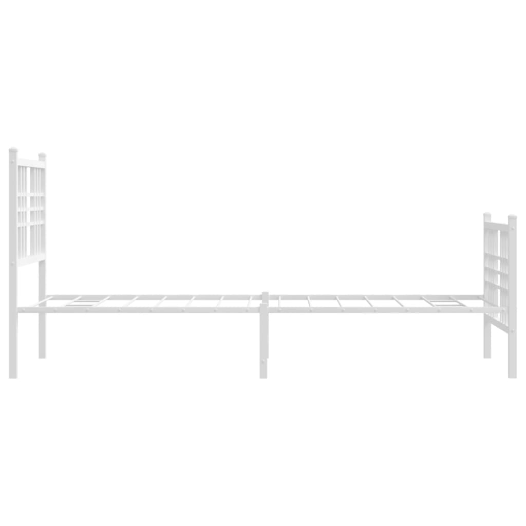 Sengeramme i metall med hode- og fotgavl hvit 75x190 cm
