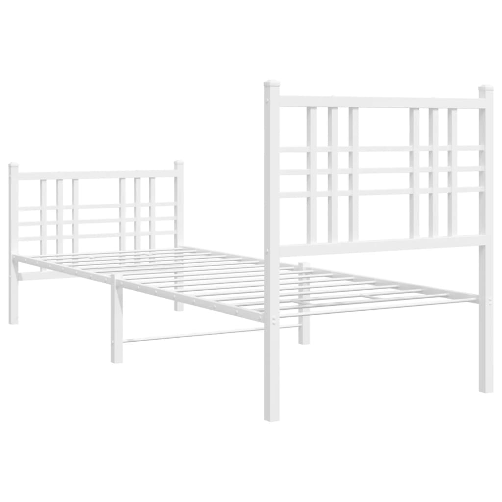 Sengeramme i metall med hode- og fotgavl hvit 75x190 cm