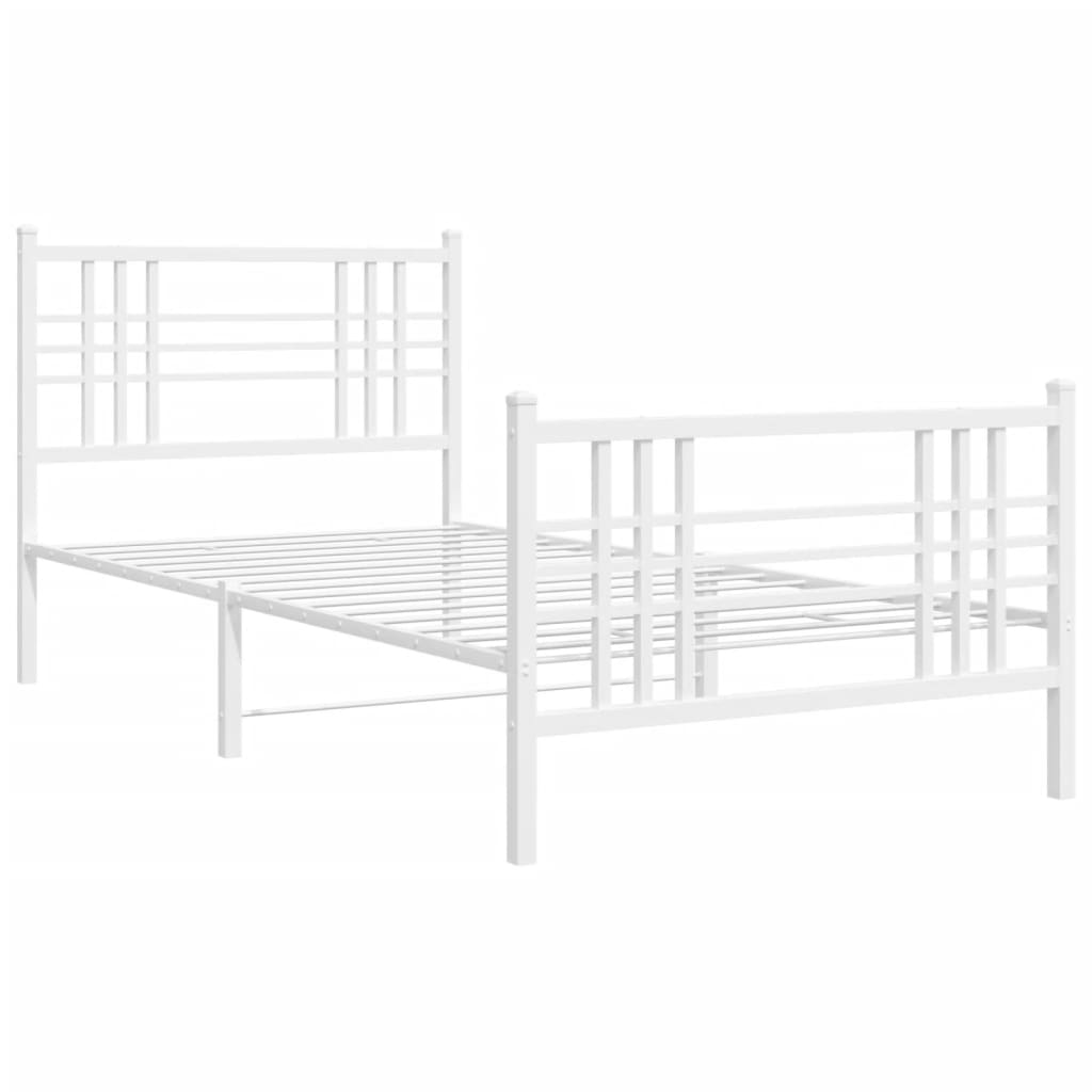 Sengeramme i metall med hode- og fotgavl hvit 90x200 cm