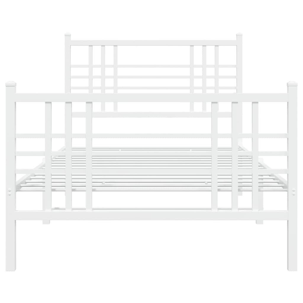 Sengeramme i metall med hode- og fotgavl hvit 90x200 cm