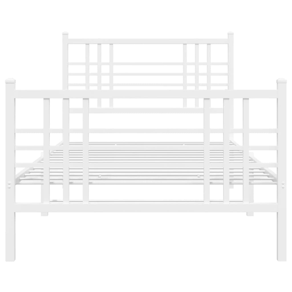 Sengeramme i metall med hode- og fotgavl hvit 100x190 cm