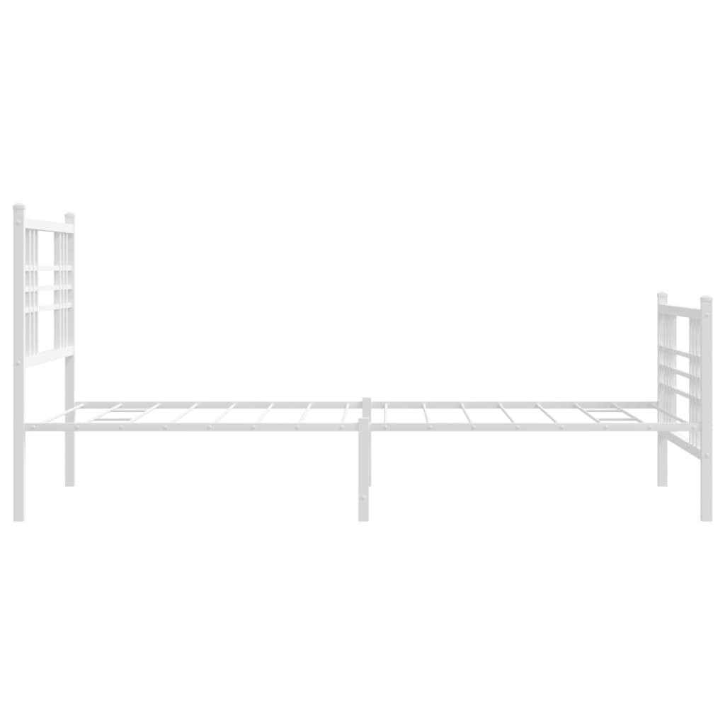 Sengeramme i metall med hode- og fotgavl hvit 100x190 cm