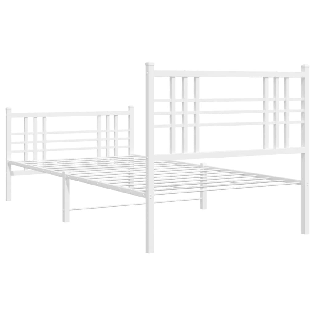 Sengeramme i metall med hode- og fotgavl hvit 100x190 cm