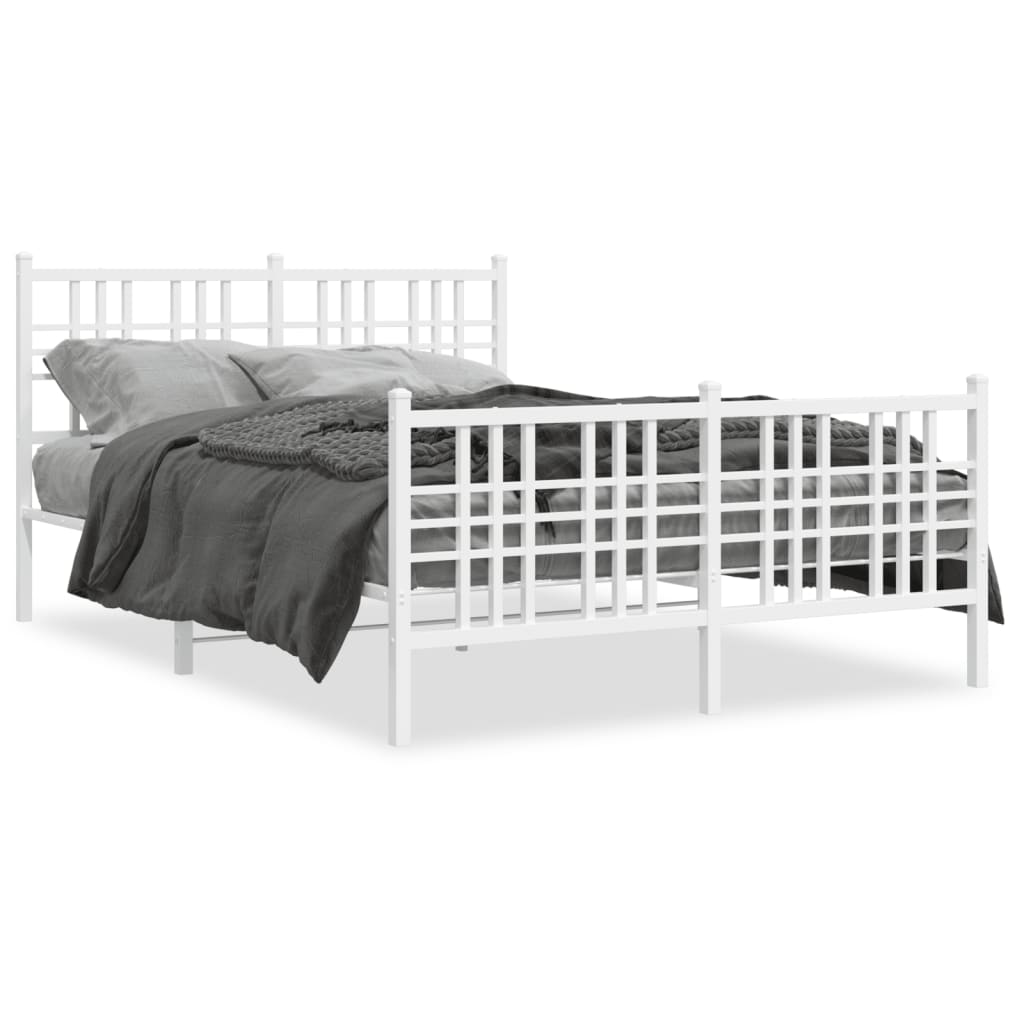 Sengeramme i metall med hode- og fotgavl hvit 120x190 cm