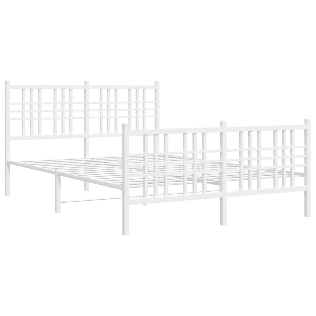 Sengeramme i metall med hode- og fotgavl hvit 120x190 cm