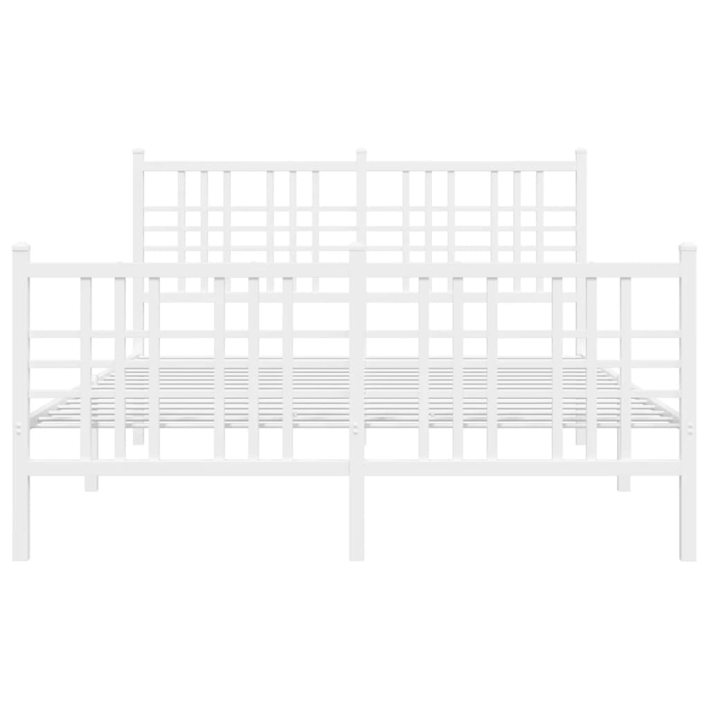 Sengeramme i metall med hode- og fotgavl hvit 120x190 cm