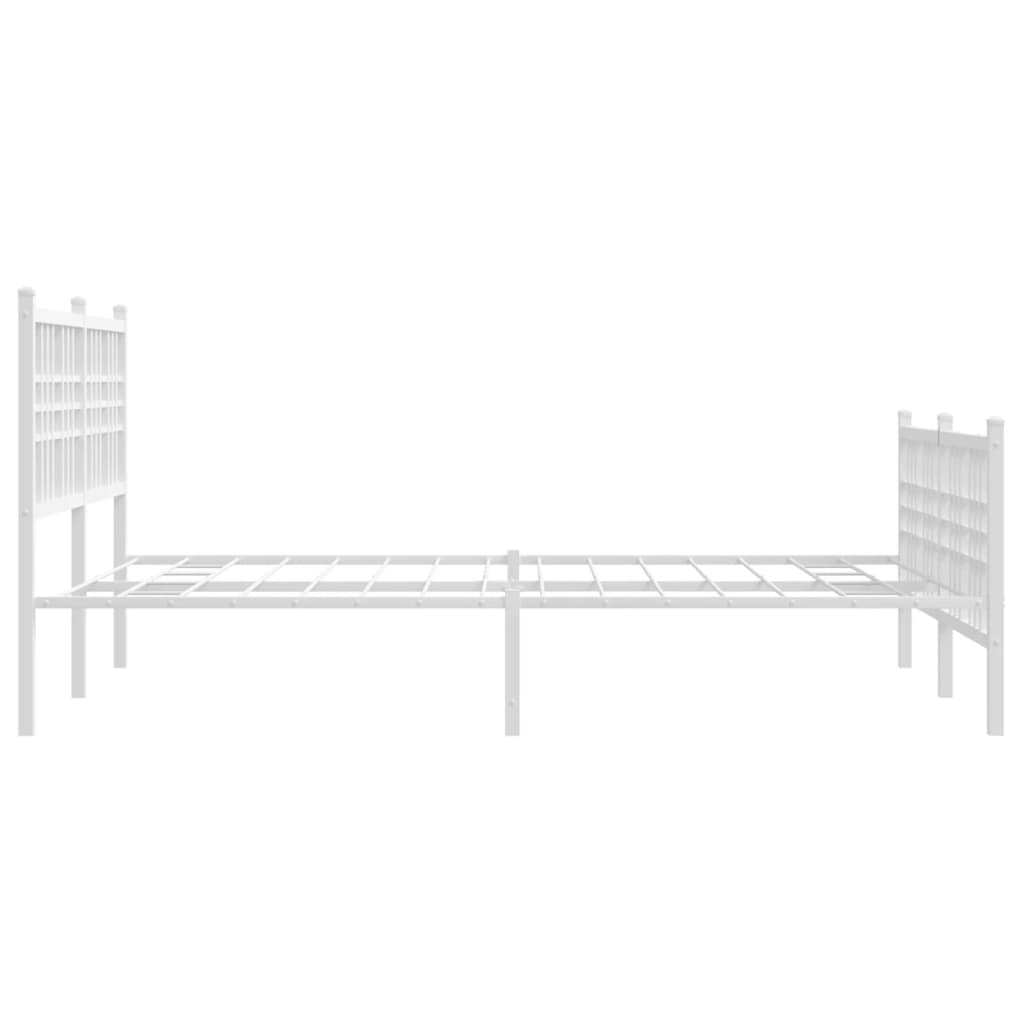 Sengeramme i metall med hode- og fotgavl hvit 120x200 cm