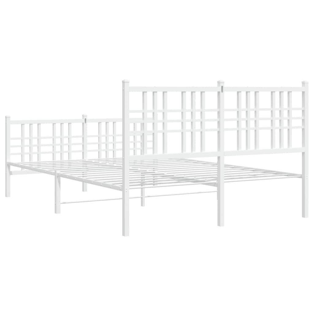 Sengeramme i metall med hode- og fotgavl hvit 120x200 cm