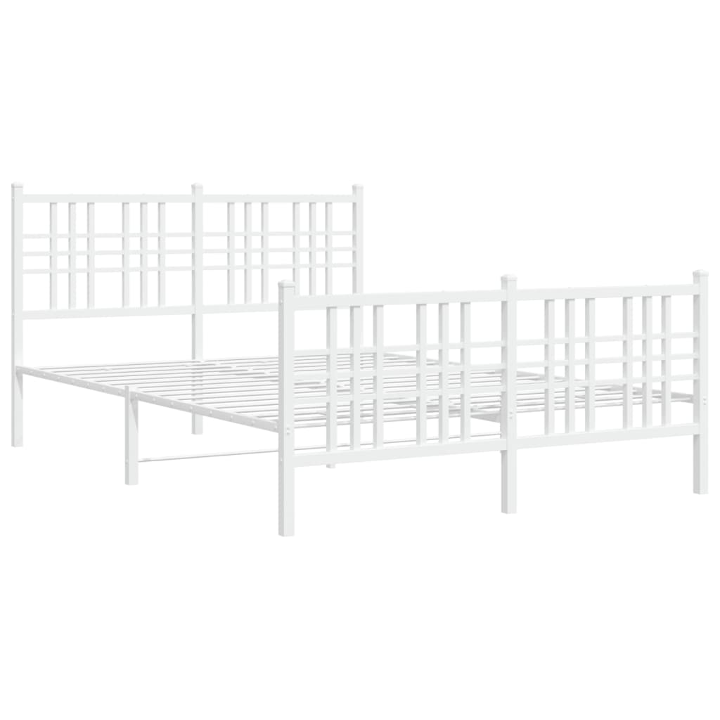 Sengeramme i metall med hode- og fotgavl hvit 137x190 cm