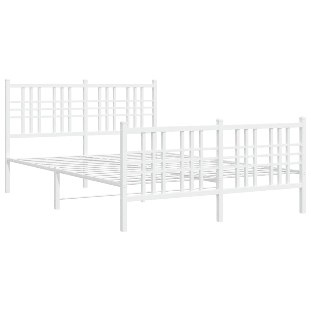 Sengeramme i metall med hode- og fotgavl hvit 140x190 cm