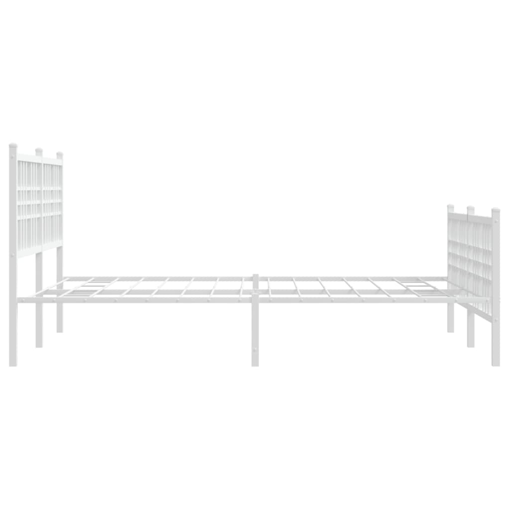 Sengeramme i metall med hode- og fotgavl hvit 140x190 cm