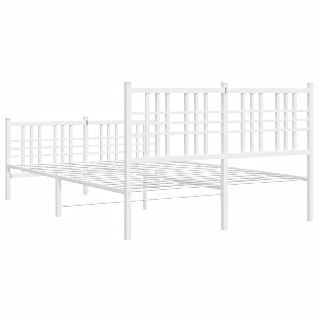 Sengeramme i metall med hode- og fotgavl hvit 140x190 cm