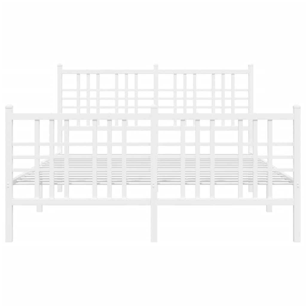 Sengeramme i metall med hode- og fotgavl hvit 140x200 cm