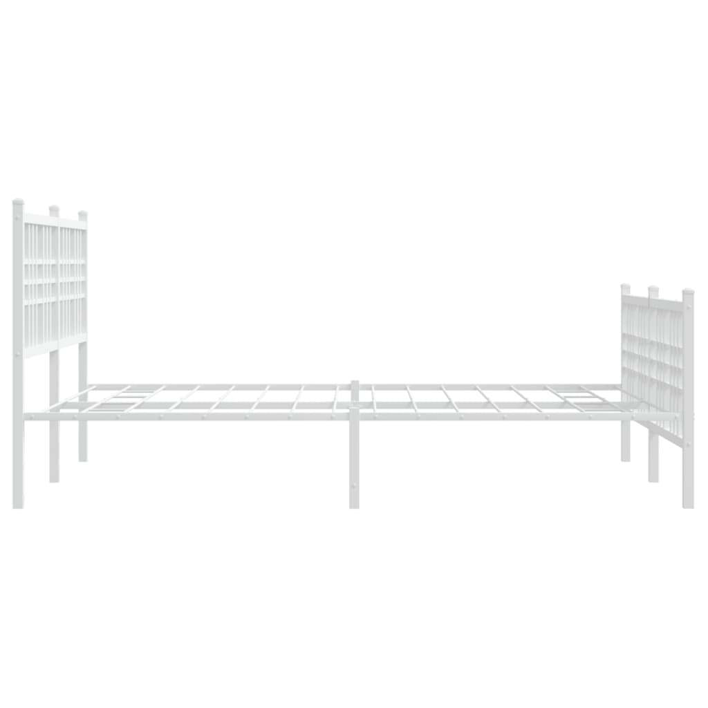 Sengeramme i metall med hode- og fotgavl hvit 140x200 cm