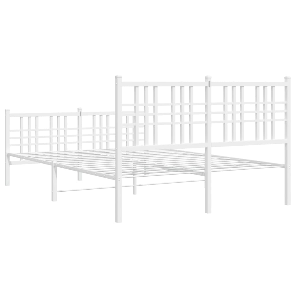 Sengeramme i metall med hode- og fotgavl hvit 140x200 cm