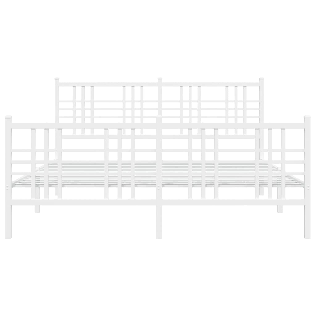 Sengeramme i metall med hode- og fotgavl hvit 150x200 cm
