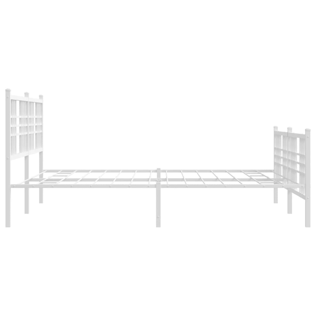Sengeramme i metall med hode- og fotgavl hvit 150x200 cm