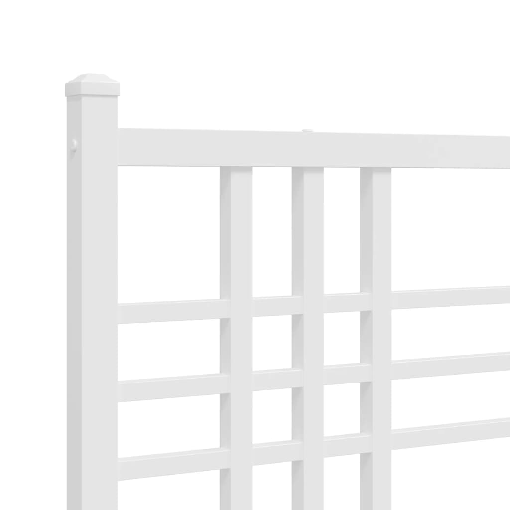 Sengeramme i metall med hode- og fotgavl hvit 150x200 cm