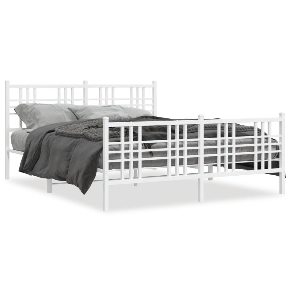 Sengeramme i metall med hode- og fotgavl hvit 160x200 cm