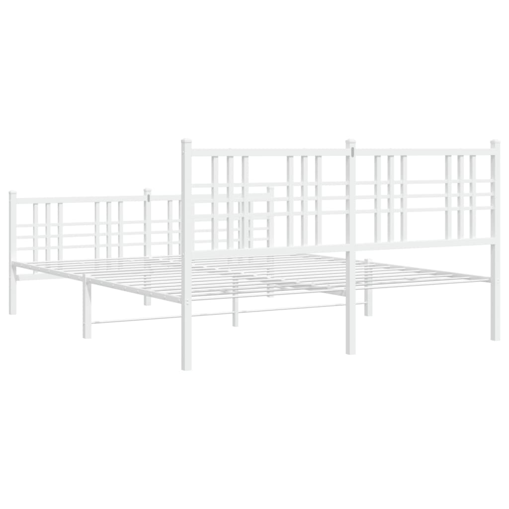 Sengeramme i metall med hode- og fotgavl hvit 160x200 cm